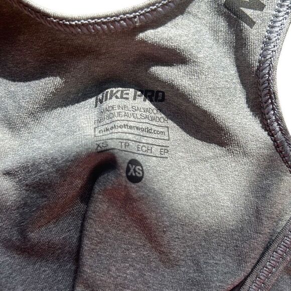 Nike Pro Women's Gray Orange Graphic Logo Athletic Tank Top XS - Picture 2 of 5